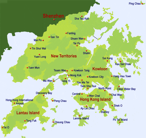 Mapa de la region de hong kong